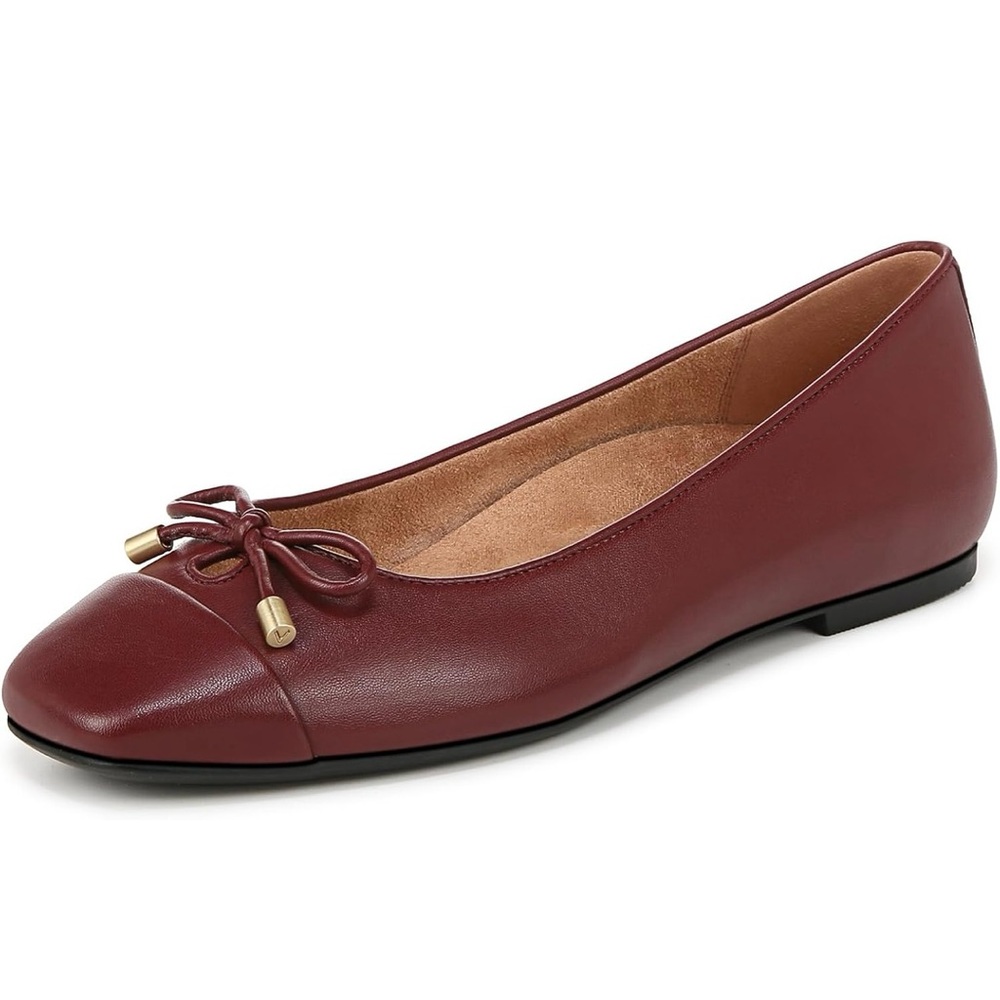 Elegant Burgundy / Oxblood Leather Ballet Flats